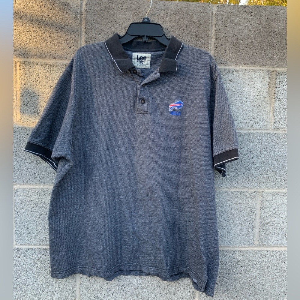 Buffalo Bills Polo Shirt Lee XL NFL Apparel Gray Y2K Mafia Vintage Size X-Large